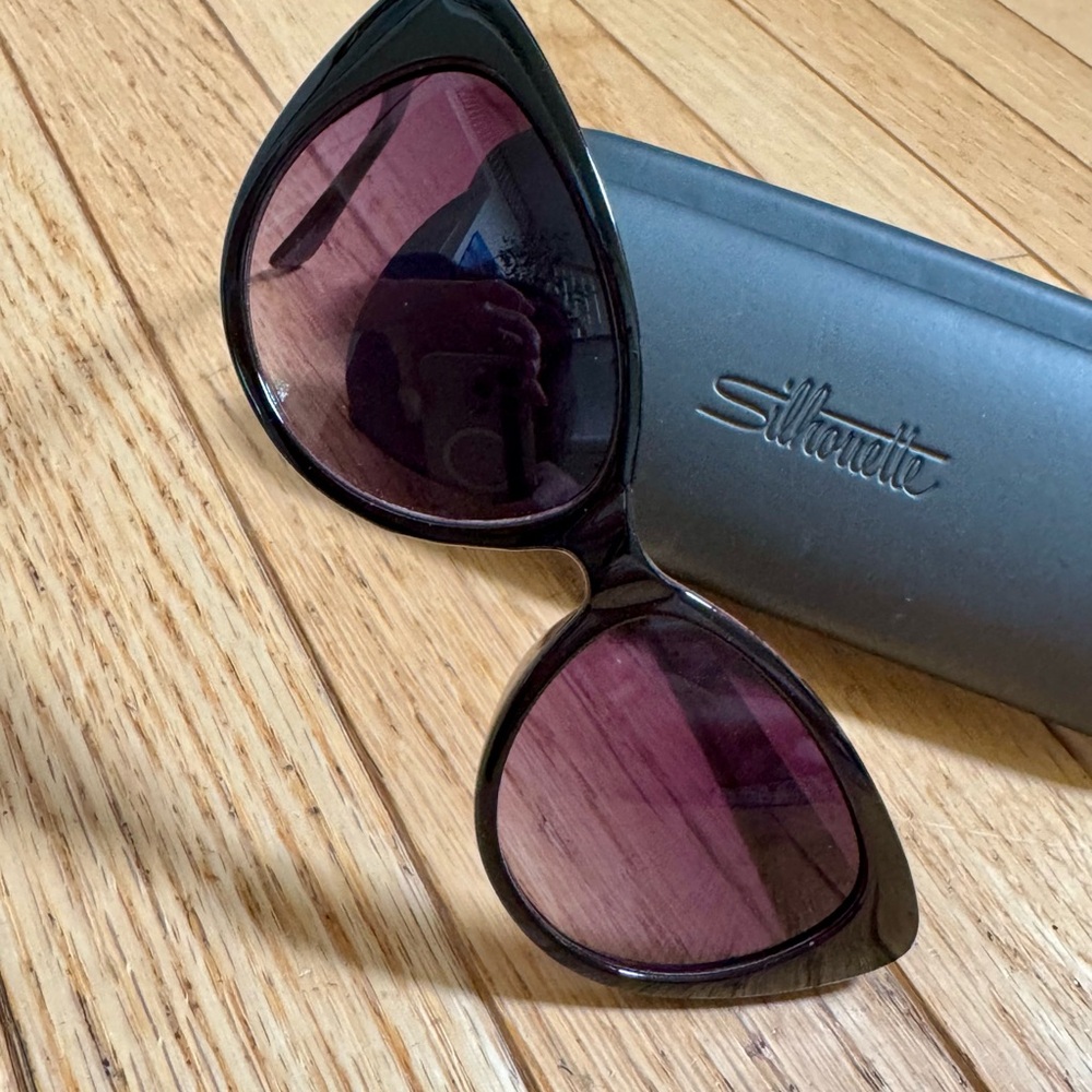 Silhouette Women’s Black and Purple Sunglasses Cat-Eye Design